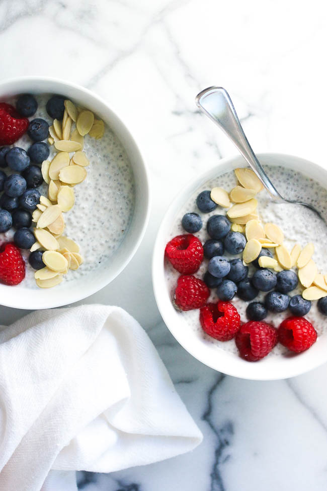 Coconut Chia Pudding - Light, healthy, creamy chia pudding with a touch of coconut flavor. Naturally sweetened and gluten-free.