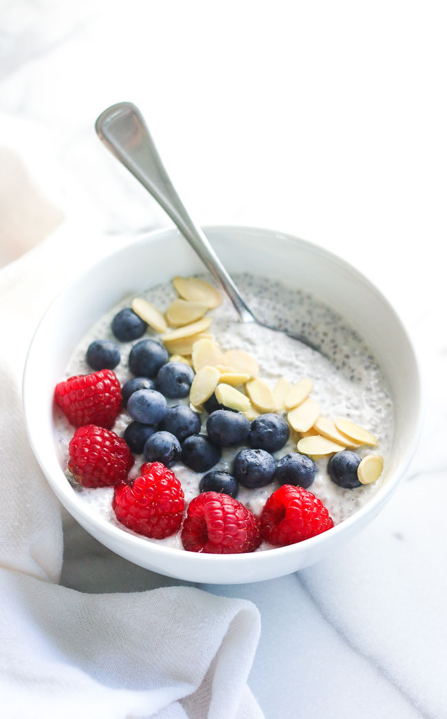 Coconut Chia Pudding - Light, healthy, creamy chia pudding with a touch of coconut flavor. Naturally sweetened and gluten-free.