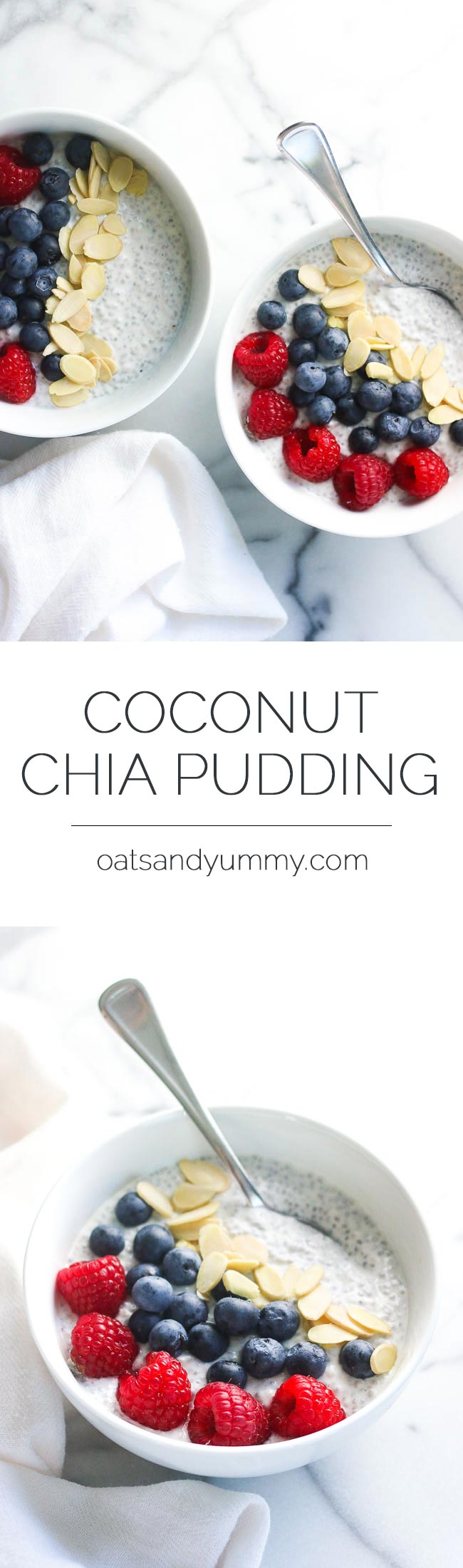 Coconut Chia Pudding - Light, healthy, creamy chia pudding with a touch of coconut flavor. Naturally sweetened and gluten-free.